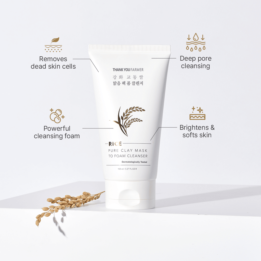 Thank You Farmer Rice Pure Clay Mask to Foam Cleanser - 150ml