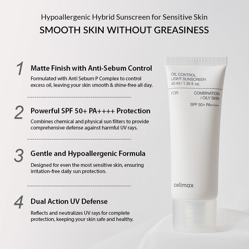 Celimax Oil Control Light Sunscreen SPF 50+ PA++++ - 40ml